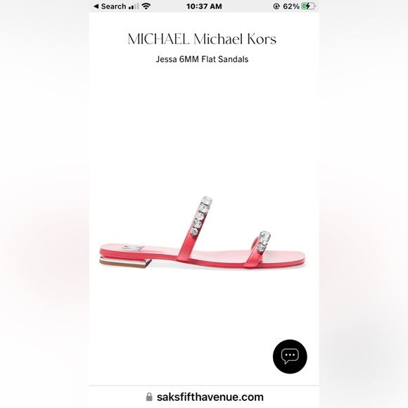 MK Jesse rhinestone studded flat sandal in fuschia. Size 6 1-2. New without tags - Picture 6 of 8